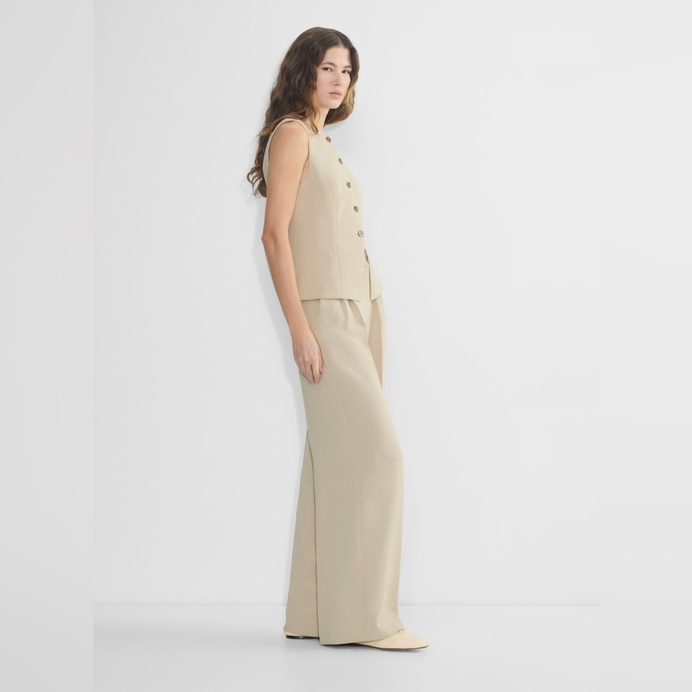 ARITZIA WILFRED Effortless Pant Size 6 Heather Oat Wide Leg High Rise NWOT - Picture 3 of 4